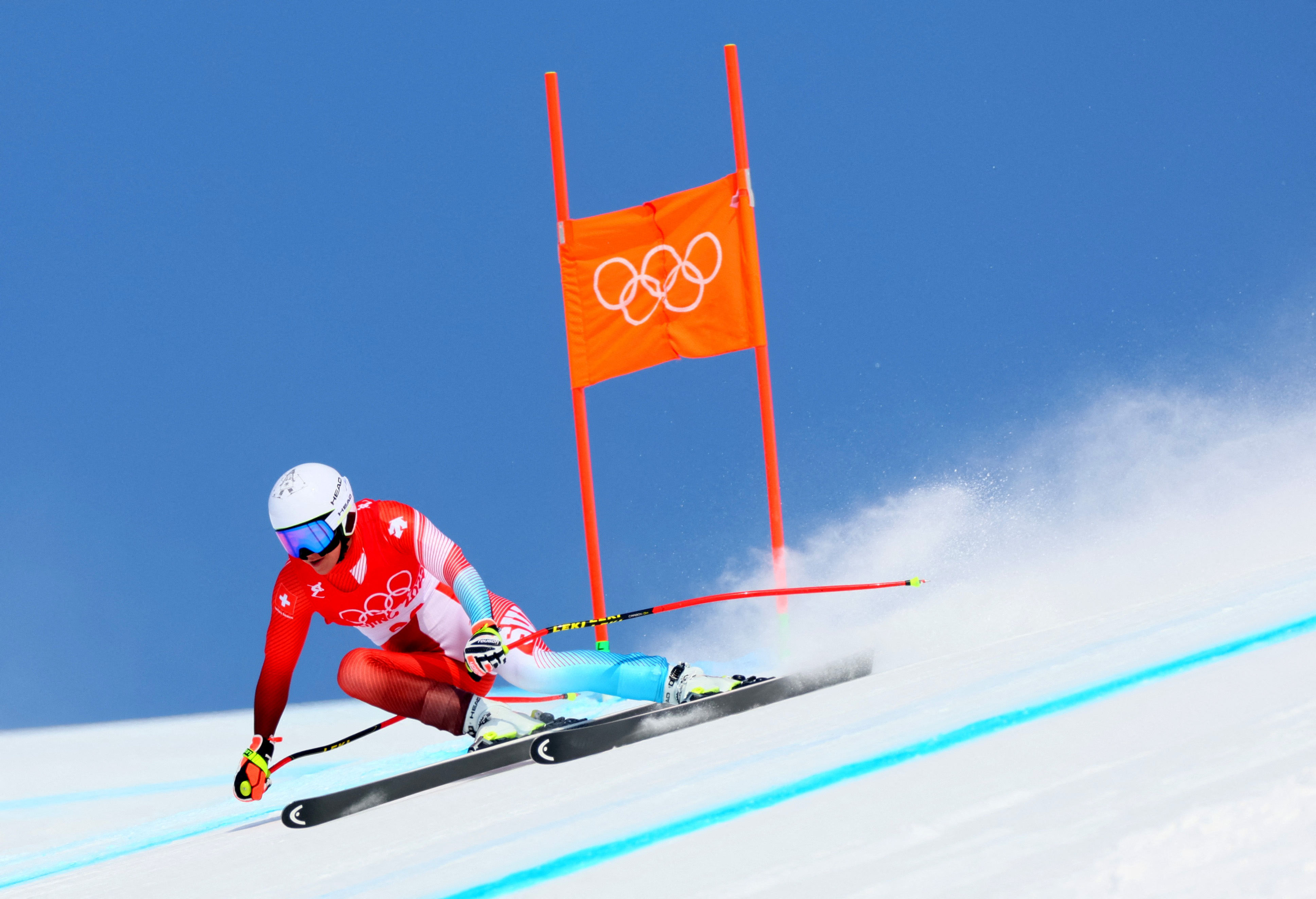 2022 Beijing Olympics - Alpine Skiing - Women's Alpine Combined Downhill - National Alpine Skiing Centre, Yanqing district, Beijing, China - February 17, 2022. Wendy Holdener of Switzerland in action. REUTERS/Denis Balibouse