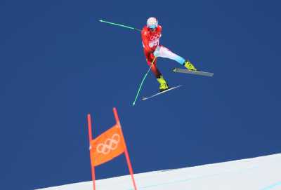2022 Beijing Olympics - Alpine Skiing - Training - National Alpine Skiing Centre, Yanqing district, Beijing, China - February 3, 2022.Stefan Rogentin of Switzerland in action during training. REUTERS/Denis Balibouse