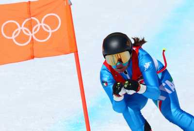 2022 Beijing Olympics - Alpine Skiing - Women's Downhill Training - National Alpine Skiing Centre, Yanqing district, Beijing, China - February 14, 2022. Sofia Goggia of Italy in action. REUTERS/Denis Balibouse